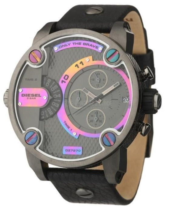 Buy Shop Diesel Badass Chronograph Anthracite Dial Black Leather Strap Watch For Men - DZ7270 USA Online