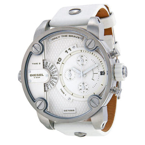 Buy Shop Diesel Badass Chronograph White Dial White Leather Strap Watch For Men - DZ7265 USA Online