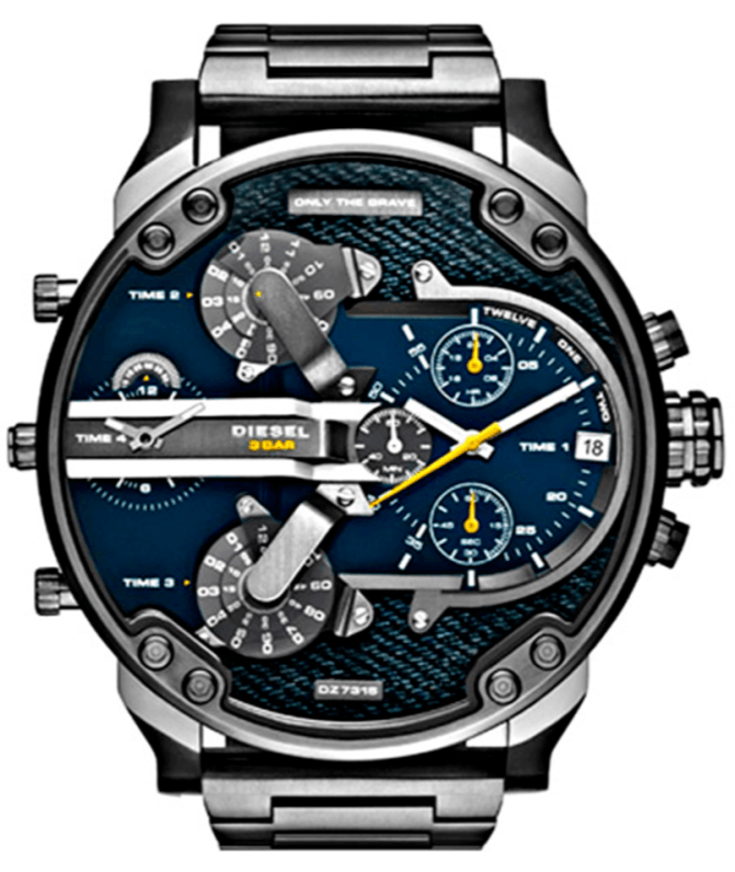 Buy Shop Diesel Big Daddy 2.0 Chronograph Blue Dial Grey Steel Strap Watch For Men - DZ7331 USA Online