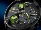 Buy Shop Diesel Big Daddy Chronograph Black Dial Black Leather Strap Watch For Men - DZ7311 USA Online