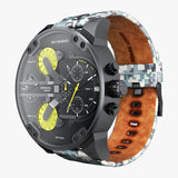 Buy Shop Diesel Big Daddy Chronograph Black Dial Black Leather Strap Watch For Men - DZ7311 USA Online