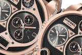 Buy Shop Diesel Big Daddy Gold & Black Dial Black Leather Strap Watch For Men - DZ7261 USA Online