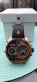 Buy Shop Diesel Big Daddy Gold & Black Dial Black Leather Strap Watch For Men - DZ7261 USA Online