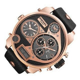 Buy Shop Diesel Big Daddy Gold & Black Dial Black Leather Strap Watch For Men - DZ7261 USA Online