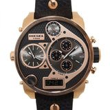 Buy Shop Diesel Big Daddy Gold & Black Dial Black Leather Strap Watch For Men - DZ7261 USA Online