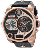 Buy Shop Diesel Big Daddy Gold & Black Dial Black Leather Strap Watch For Men - DZ7261 USA Online