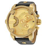 Buy Shop Diesel Mr Daddy Gold Dial Black Leather Strap Watch For Men - DZ7363 USA Online