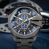 Buy Shop Diesel Mega Chief Chronograph Blue Dial Black Steel Strap Watch For Men - DZ4329 USA Online