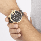 Buy Shop Diesel Mega Chief Chronograph Black Dial Black Leather Strap Watch For Men - DZ4344 USA Online