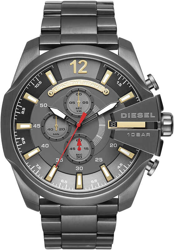 Buy Shop Diesel Mega Chief Chronograph Grey Dial Grey Steel Strap Watch For Men - DZ4421 USA Online