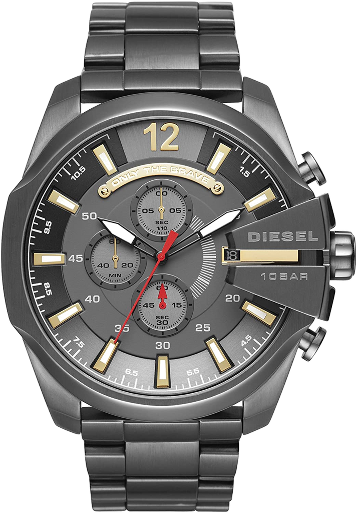 Buy Shop Diesel Mega Chief Chronograph Grey Dial Grey Steel Strap Watch For Men - DZ4421 USA Online