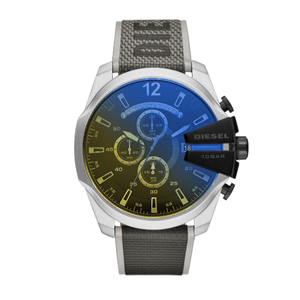Buy Shop Diesel Mega Chief Chronograph Black Dial Grey Nylon Strap Watch For Men - DZ4523 USA Online