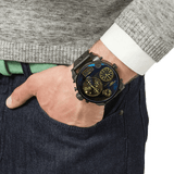 Buy Shop Diesel Big Daddy Blue Dial Black Leather Strap Watch For Men - DZ7127 USA Online