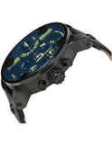 Buy Shop Diesel Little Daddy Blue Dial Black Leather Strap Watch For Men - DZ7257 USA Online
