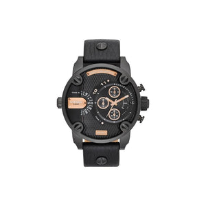 Buy Shop Diesel Little Daddy Chronograph Black Dial Black Leather Strap Watch For Men - DZ7291 USA Online