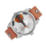 Buy Shop Diesel Mini Daddy Silver Dial Brown Leather Strap Watch For Men - DZ7309 USA Online