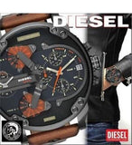 Buy Shop Diesel Mr Daddy 2.0 Chronograph Black Dial Brown Leather Strap Watch For Men - DZ7332 USA Online