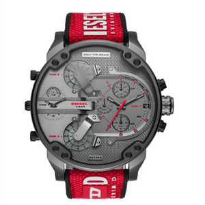 Buy Shop Diesel Mr Daddy 2.0 Chronograph Grey Dial Red Rubber Strap Watch For Men - DZ7423 USA Online