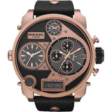 Buy Shop Diesel Big Daddy Gold & Black Dial Black Leather Strap Watch For Men - DZ7261 USA Online