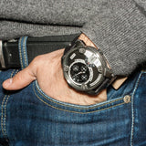 Buy Shop Diesel Little Daddy Black Dial Black Leather Strap Watch For Men - DZ7256 USA Online