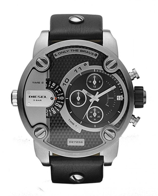 Buy Shop Diesel Little Daddy Black Dial Black Leather Strap Watch For Men - DZ7256 USA Online