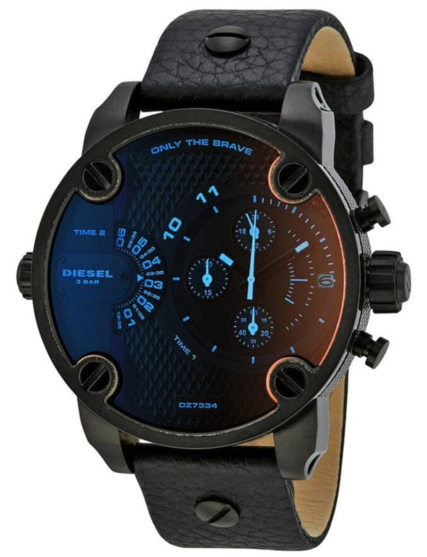 Buy Shop Diesel Little Daddy Black Dial Black Leather Strap Watch For Men - DZ7334 USA Online