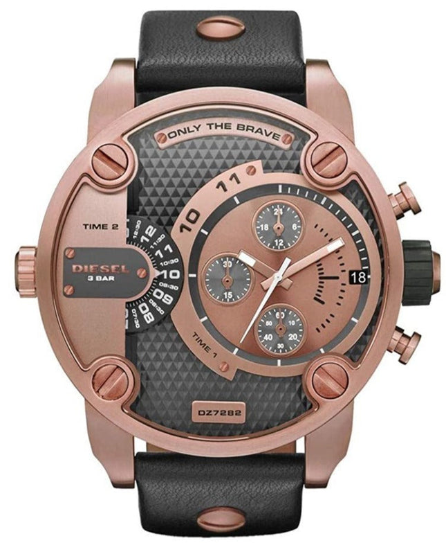 Buy Shop Diesel Little Daddy Black & Gold Dial Black Leather StrapWatch For Men - DZ7282 USA Online