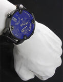 Buy Shop Diesel Little Daddy Blue Dial Black Leather Strap Watch For Men - DZ7257 USA Online