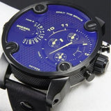 Buy Shop Diesel Little Daddy Blue Dial Black Leather Strap Watch For Men - DZ7257 USA Online