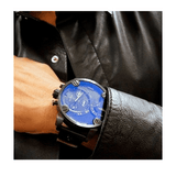 Buy Shop Diesel Little Daddy Blue Dial Black Leather Strap Watch For Men - DZ7257 USA Online