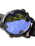 Buy Shop Diesel Little Daddy Blue Dial Black Leather Strap Watch For Men - DZ7257 USA Online