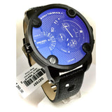 Buy Shop Diesel Little Daddy Blue Dial Black Leather Strap Watch For Men - DZ7257 USA Online