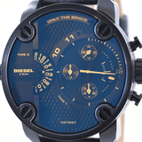 Buy Shop Diesel Little Daddy Blue Dial Black Leather Strap Watch For Men - DZ7257 USA Online