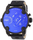 Buy Shop Diesel Little Daddy Blue Dial Black Leather Strap Watch For Men - DZ7257 USA Online
