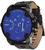 Buy Shop Diesel Little Daddy Blue Dial Black Leather Strap Watch For Men - DZ7257 USA Online