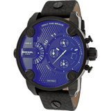 Buy Shop Diesel Little Daddy Blue Dial Black Leather Strap Watch For Men - DZ7257 USA Online
