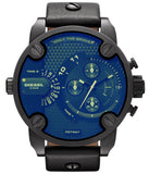 Buy Shop Diesel Little Daddy Blue Dial Black Leather Strap Watch For Men - DZ7257 USA Online
