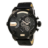 Buy Shop Diesel Little Daddy Chronograph Black Dial Black Leather Strap Watch For Men - DZ7291 USA Online