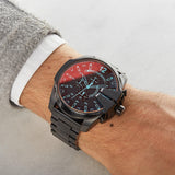 Buy Shop Diesel Mega Chief Chronograph Black Dial Black Steel Strap Watch For Men - DZ4318 USA Online
