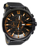 Buy Shop Diesel Mega Chief Chronograph Black Dial Black Leather Strap Watch For Men - DZ4291 USA Online