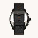 Buy Shop Diesel Mega Chief Chronograph Black Dial Black Leather Strap Watch For Men - DZ4323 USA Online