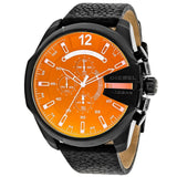 Buy Shop Diesel Mega Chief Chronograph Black Dial Black Leather Strap Watch For Men - DZ4323 USA Online