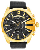 Buy Shop Diesel Mega Chief Chronograph Black Dial Black Leather Strap Watch For Men - DZ4344 USA Online