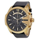 Buy Shop Diesel Mega Chief Chronograph Black Dial Black Leather Strap Watch For Men - DZ4344 USA Online