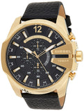 Buy Shop Diesel Mega Chief Chronograph Black Dial Black Leather Strap Watch For Men - DZ4344 USA Online
