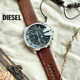 Buy Shop Diesel Mega Chief Chronograph Black Dial Brown Leather Strap Watch For Men - DZ4290 USA Online