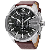 Buy Shop Diesel Mega Chief Chronograph Black Dial Brown Leather Strap Watch For Men - DZ4290 USA Online