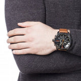 Buy Shop Diesel Mega Chief Chronograph Black Dial Brown Leather Strap Watch For Men - DZ4343 USA Online