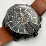 Buy Shop Diesel Mega Chief Chronograph Black Dial Brown Leather Strap Watch For Men - DZ4343 USA Online