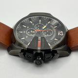 Buy Shop Diesel Mega Chief Chronograph Black Dial Brown Leather Strap Watch For Men - DZ4343 USA Online
